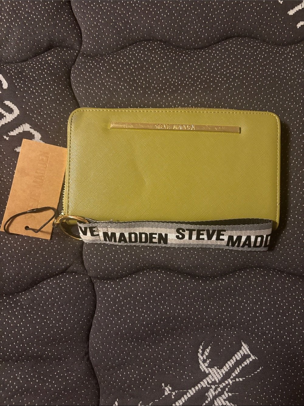 Steve Madden Olive Wristlet with Logo Strap